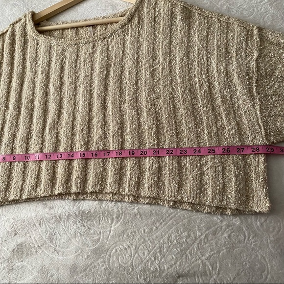 Free People Oatmeal Colored Chunky Knit Cropped Sweater - Picture 8 of 16